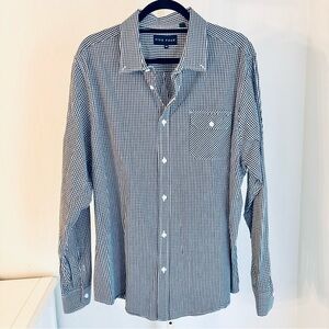 Five Four Black & White Gingham Plaid  Button Front Shirt, 2X